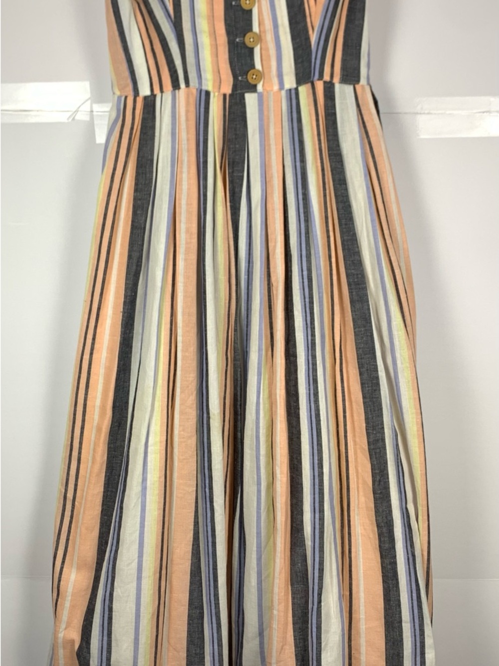 Free People Lilah Stripe Midi Sundress Small Cotton Button Front Pockets - Picture 2 of 12